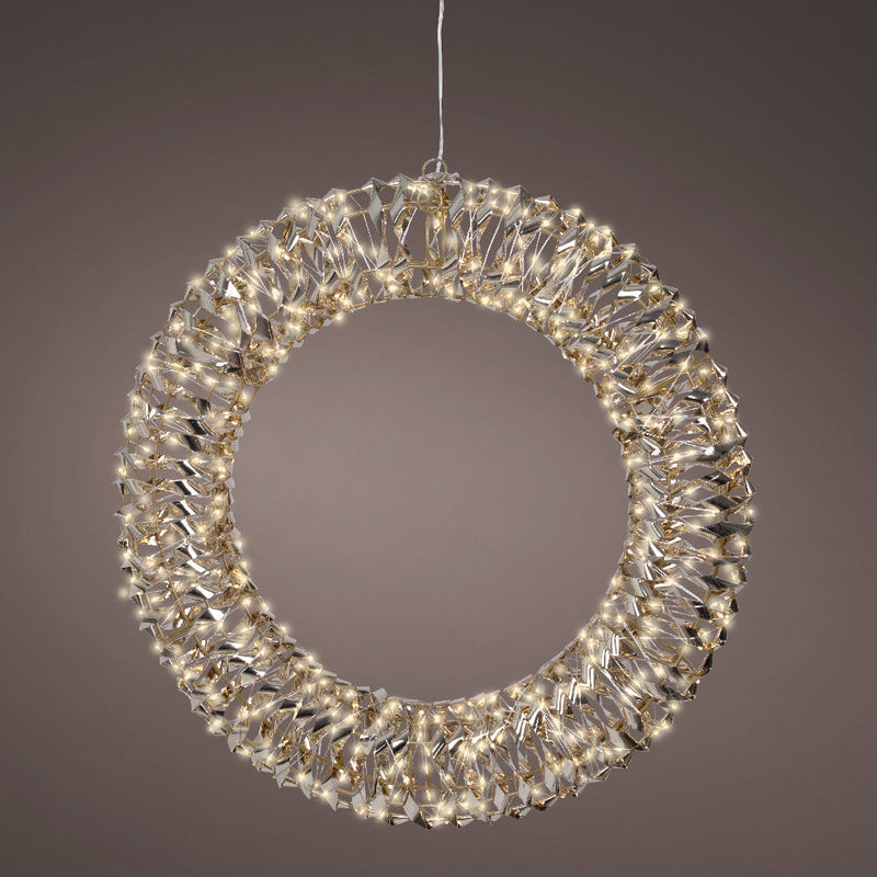 Corona de oro de 1,7 pies y 600 micro LED blancos cálidos