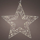 Estrella de micro luces LED blancas cálidas de 200 de 2 pies con alambre plateado