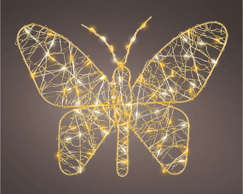 9" Micro Warm White & Classic Warm LED Gold Butterfly Battery Operated