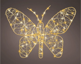 Mariposa LED dorada de 9" microblanco cálido y blanco cálido clásico, a pilas