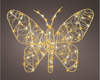 Mariposa LED dorada de 9" microblanco cálido y blanco cálido clásico, a pilas