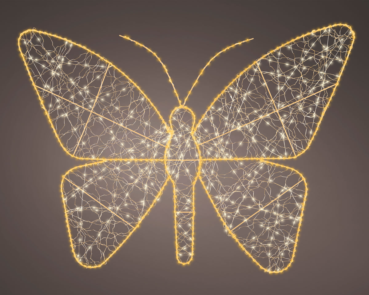 Mariposa dorada micro LED de 2.5 pies y 760 luces blanco cálido y clásico
