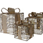 12" Battery Operated Gold Glitter Gift Box Set Of 3