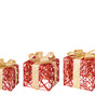 12" Red Gold Glitter Battery Operated Gift Box Set Of 3
