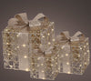 12" Warm White Micro LED Gold Glitter Gift Box Battery Operated Set Of 3