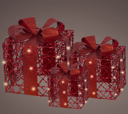 Warm White Red Gift Box Battery Operated Set Of 3