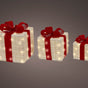 11" Warm White Micro LED Red & White Gift Boxes Set Of 3