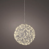 11" Warm White Micro LED Hanging Wire Silver Ball