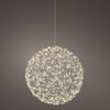 Esfera colgante de 15" con 600 micro luces LED blanco cálido en alambre plateado