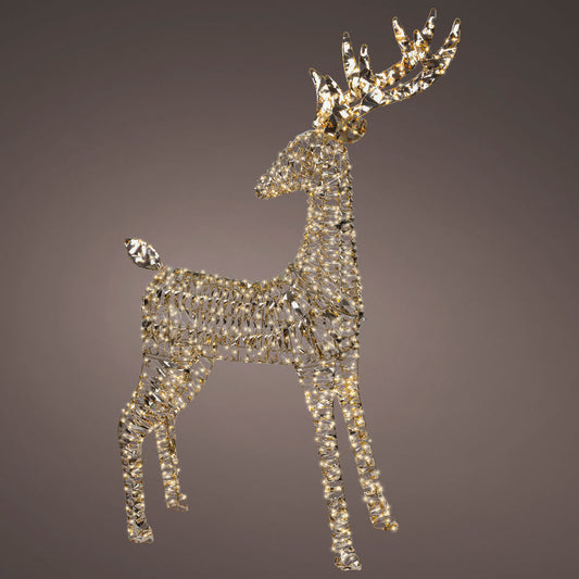 4 FT 960 Warm White Micro LED Gold Reindeer