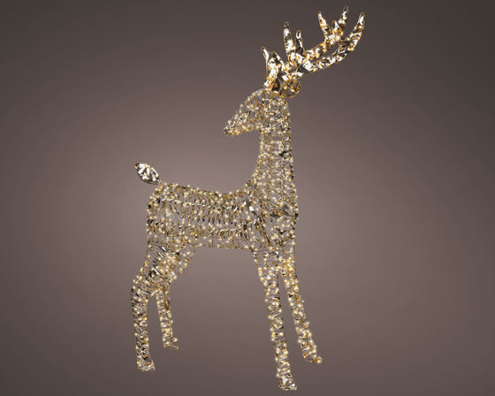 4 FT 960 Warm White Micro LED Gold Reindeer
