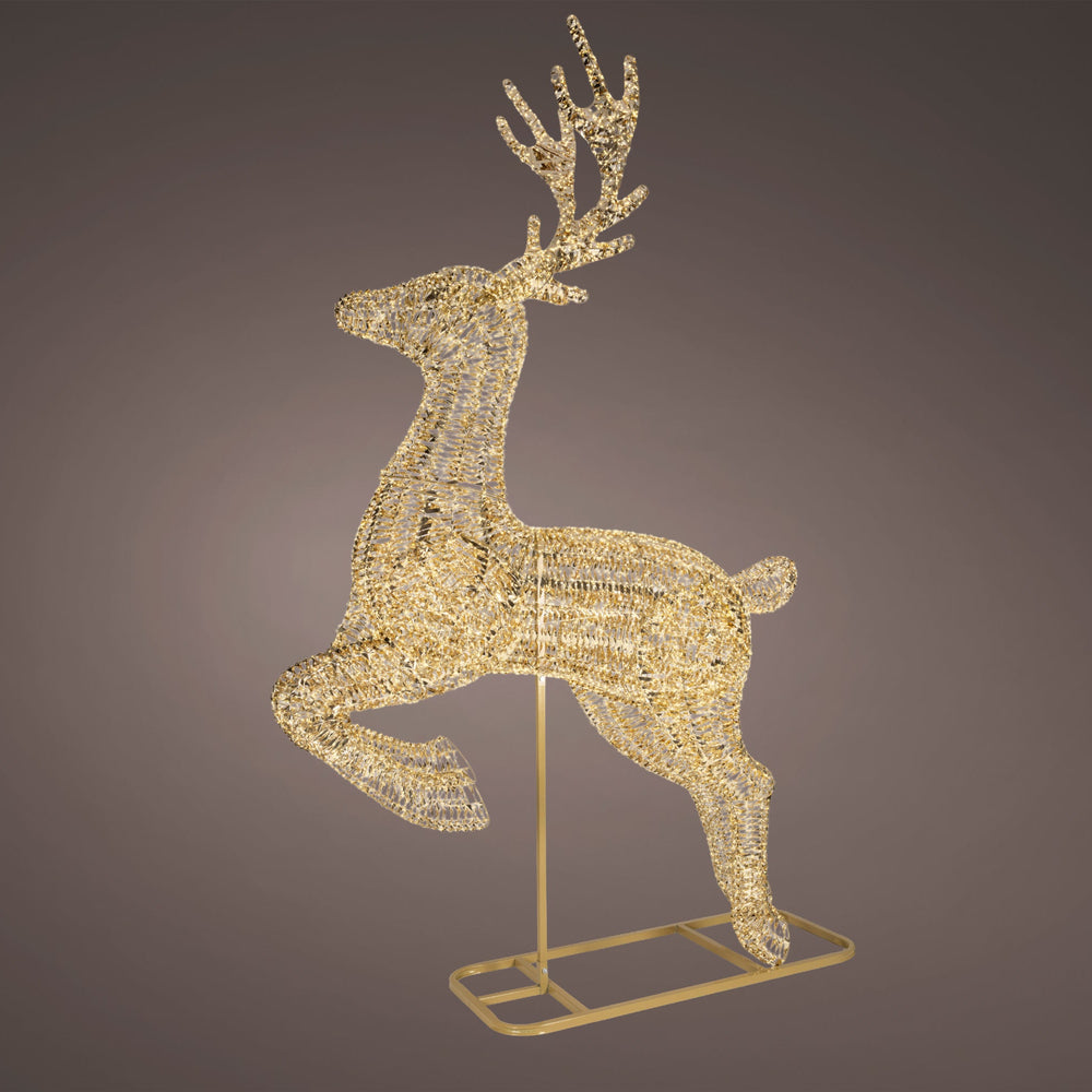 11 FT Gold Reindeer Micro Warm White LED
