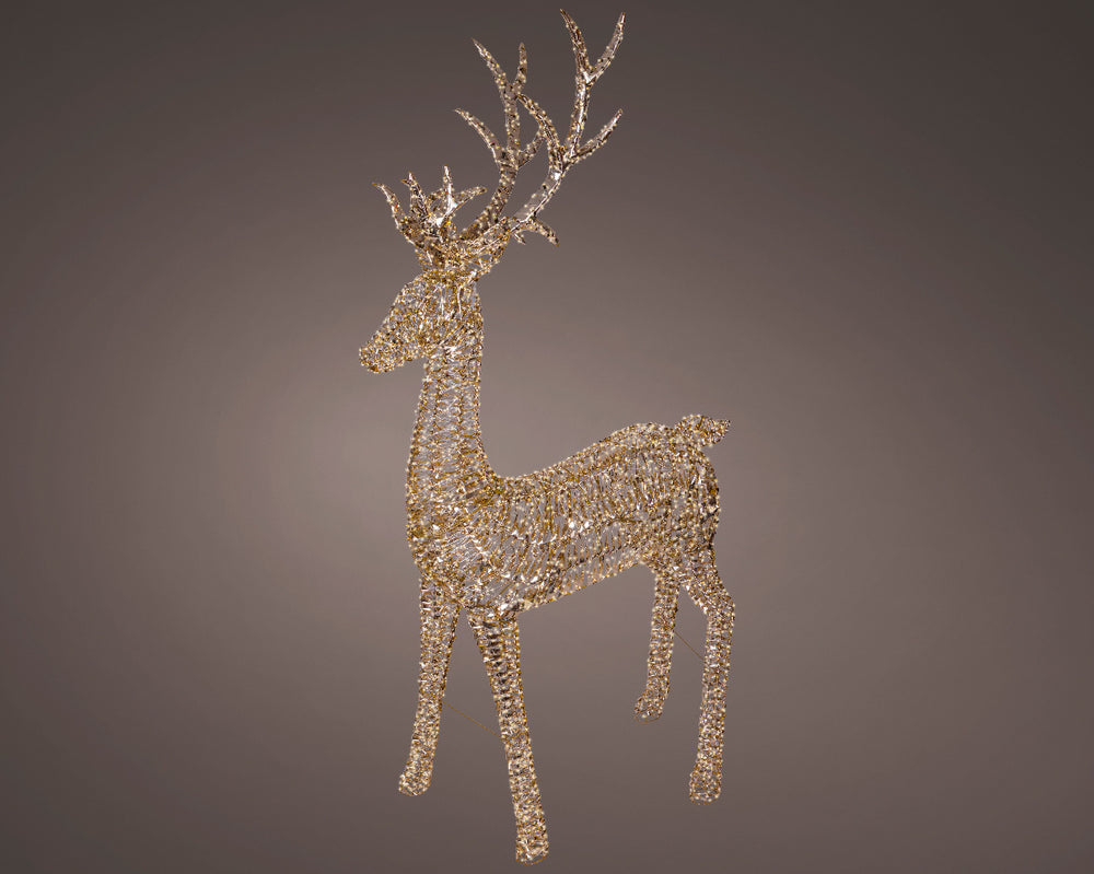9 FT Gold Reindeer Warm White & Flashing Micro LED