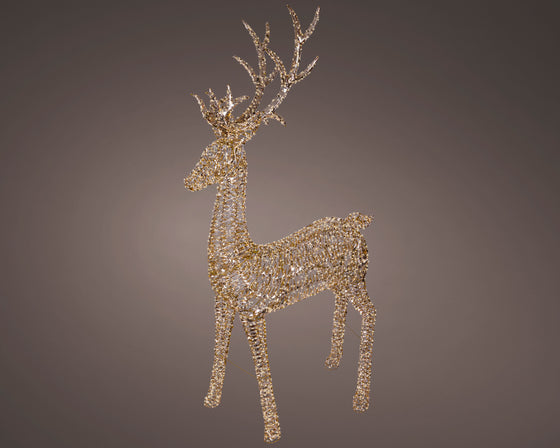 9 FT Gold Reindeer Warm White & Flashing Micro LED