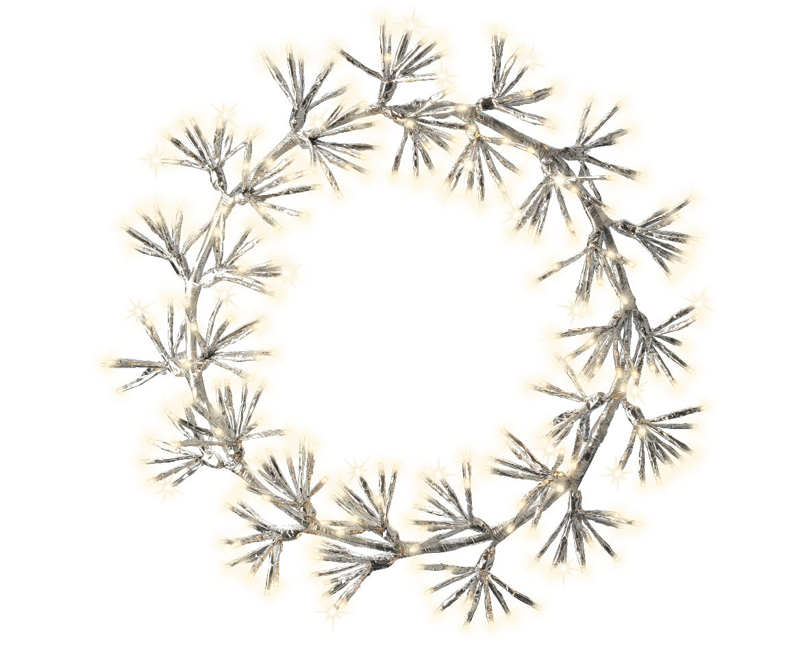 31" 500LED Warm White Silver Wreath
