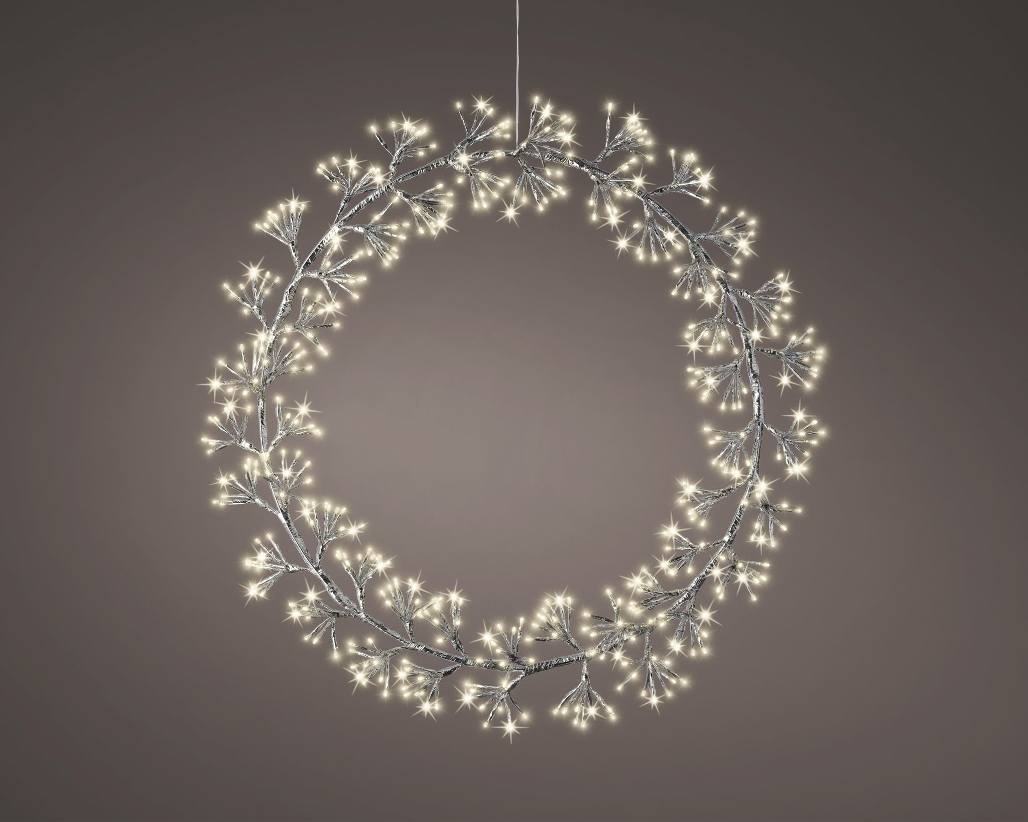 31" 500LED Warm White Silver Wreath