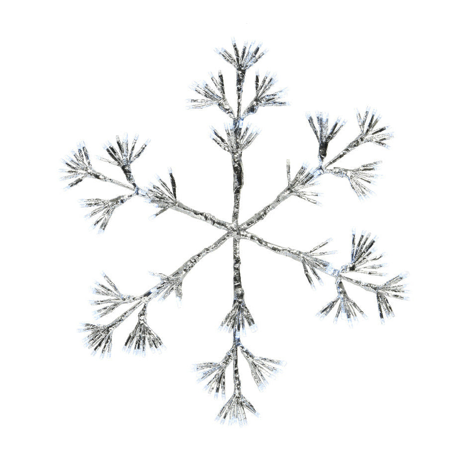 Copo de nieve plateado parpadeante LED blanco frío de 17" X 19" y 192 LED