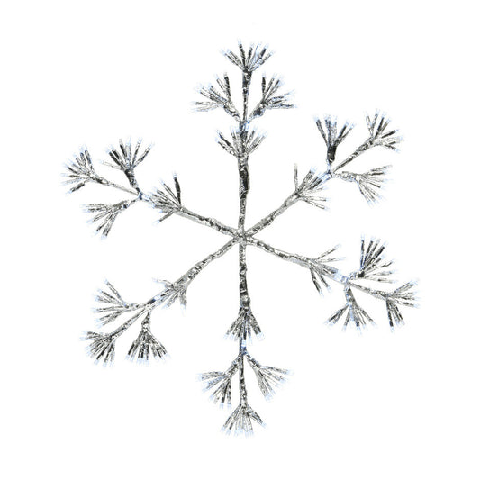 Copo de nieve plateado parpadeante LED blanco frío de 17" X 19" y 192 LED