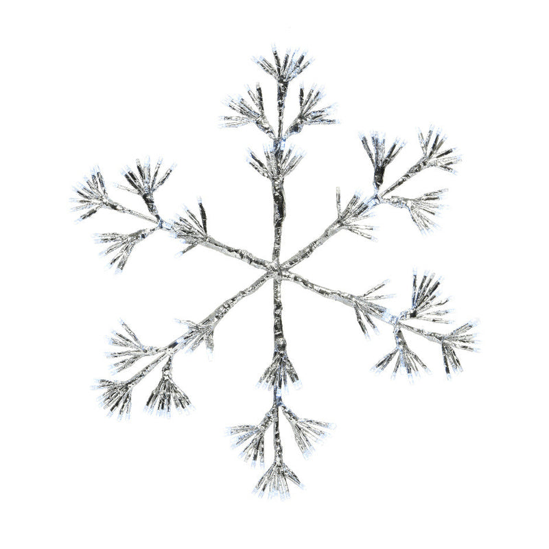 Copo de nieve plateado parpadeante LED blanco frío de 17" X 19" y 192 LED