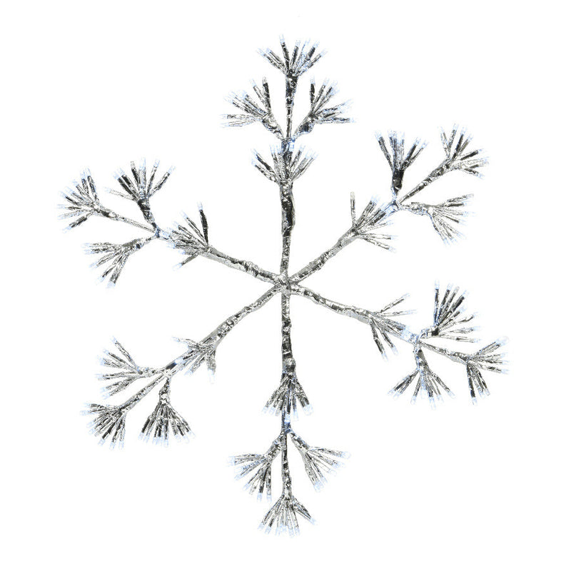 Copos de nieve plateados intermitentes de 28" x 31" y 336 LED de color blanco frío