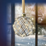 6" Micro LED Glass Ball Ornament Battery Operated Set of 2
