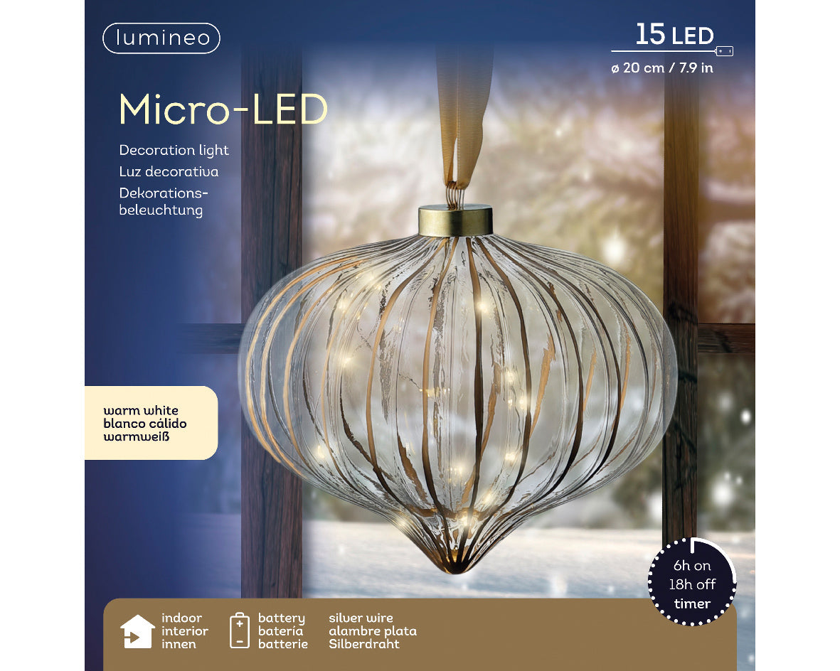 8" Micro LED Onion Ornament Battery Operated