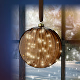 8" Micro LED Brown Ball Ornament Battery Operated