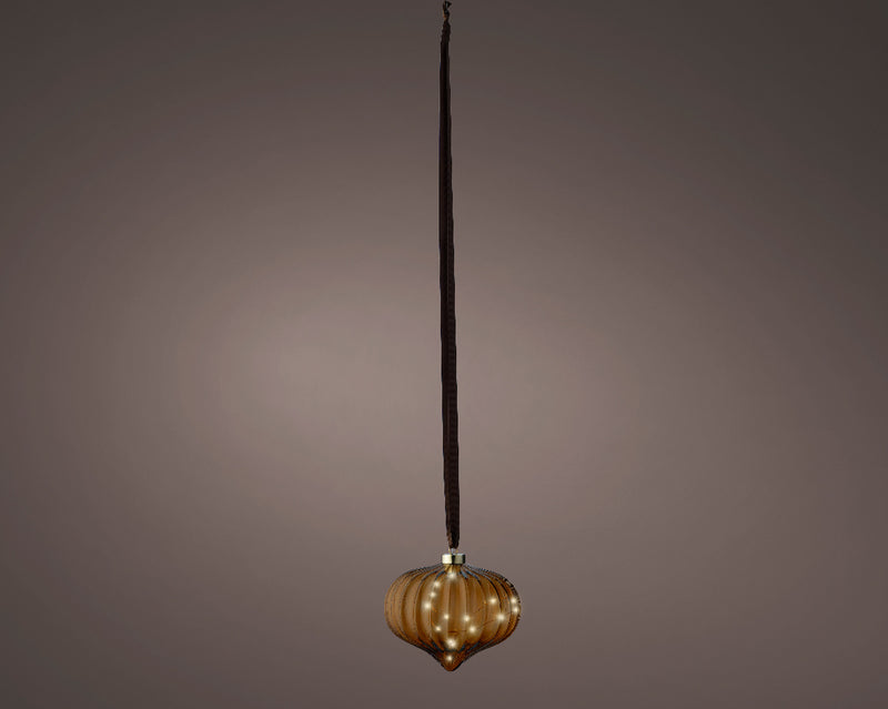 Adorno cebolla marrón con micro-LED de 8" a pilas