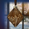 8" Micro LED Brown Diamond Ornament Battery Operated Set Of 2