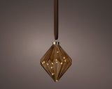 8" Micro LED Brown Diamond Ornament Battery Operated Set Of 2
