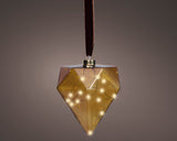 6" Micro LED Brown Diamond Ornament Battery Operated Set Of 2