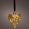 Juego de 2 adornos de diamantes marrones con micro LED de 6" a pilas