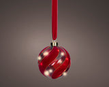 6" Micro LED Red Ball Ornament Battery Operated Set Of 2