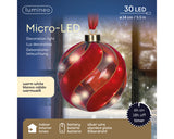 6" Micro LED Red Ball Ornament Battery Operated Set Of 2