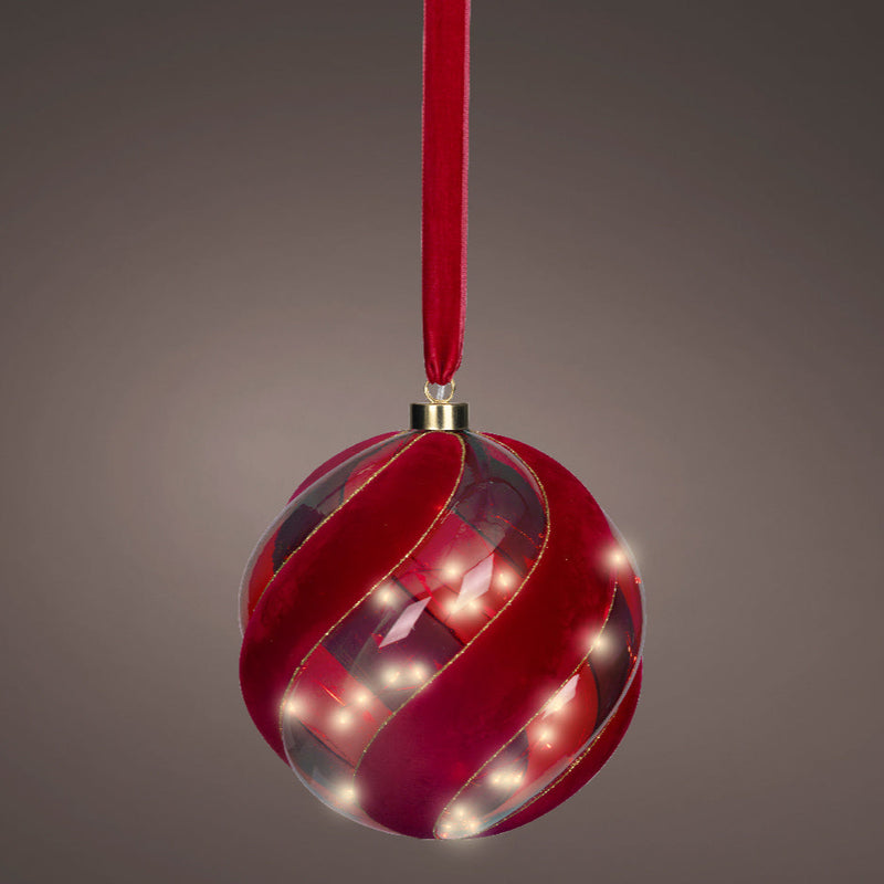 Adorno de bola micro LED rojo de 8" a pilas