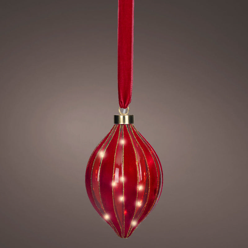 Adorno colgante micro LED rojo de 8" a pilas (set de 2)