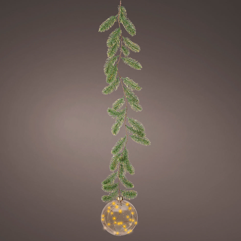 6" Micro LED Amber Ball Ornament Battery Operated Set Of 2