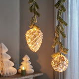 6" Micro LED Amber Ball Ornament Battery Operated Set Of 2
