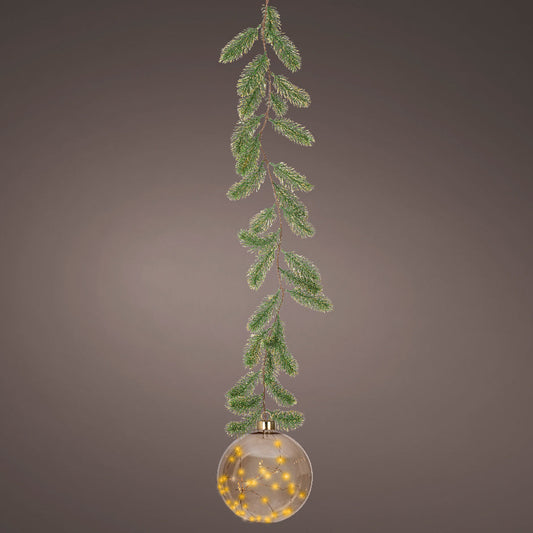 8" Micro LED Amber Ball Ornament Battery Operated Set Of 2
