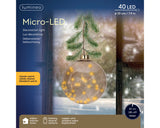 8" Micro LED Amber Ball Ornament Battery Operated Set Of 2
