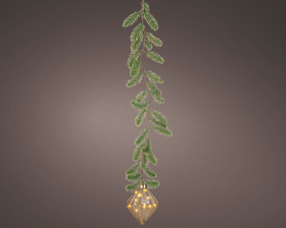 8" Micro LED Amber Diamond Ornament Battery Operated Set Of 2