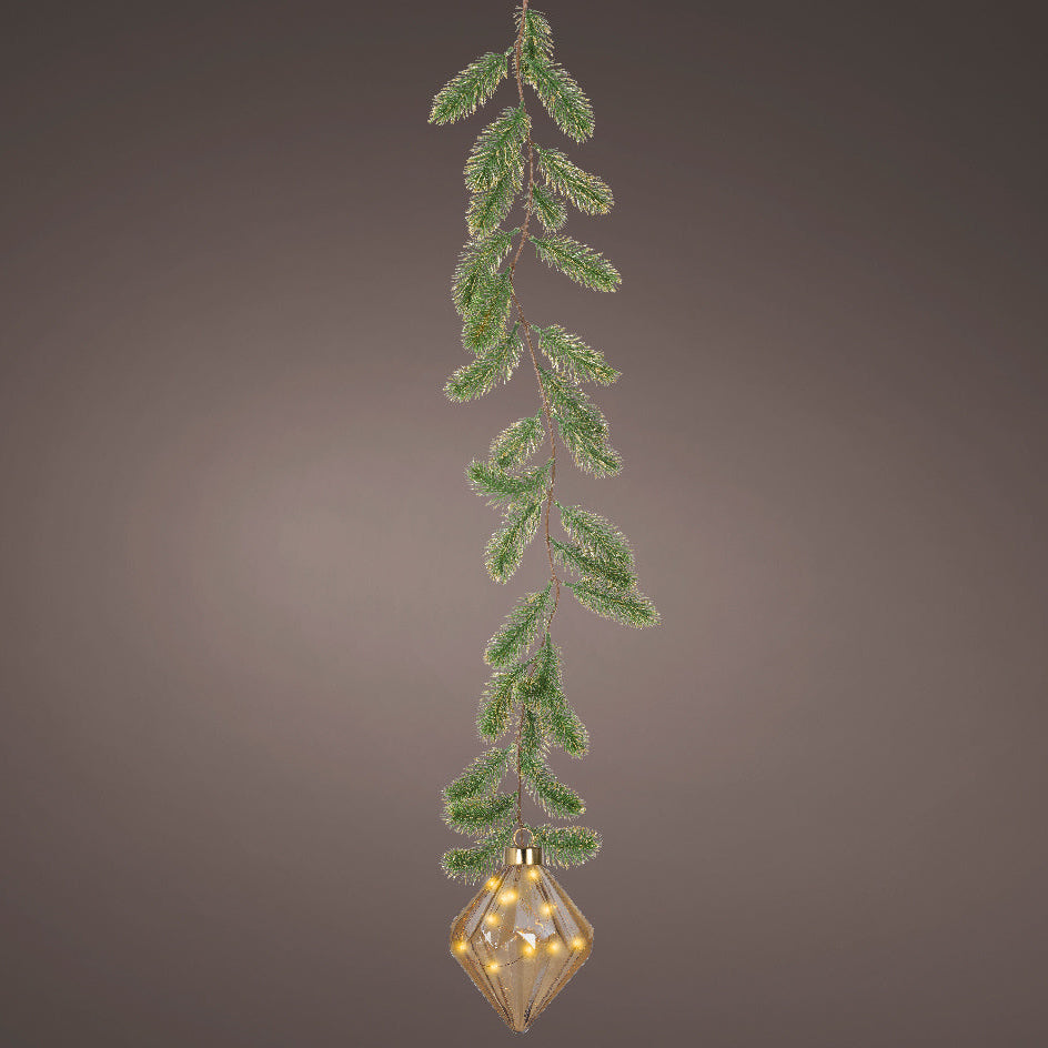 Juego de 2 adornos de diamantes ámbar Micro LED de 8" a pilas