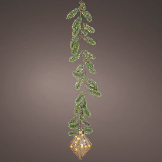 8" Micro LED Amber Diamond Ornament Battery Operated Set Of 2