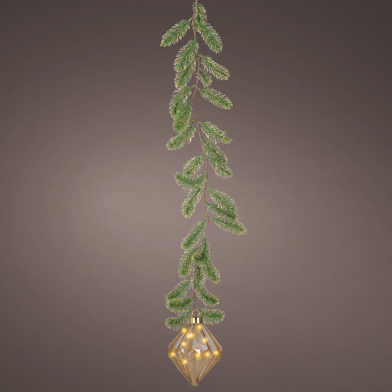 Juego de 2 adornos de diamantes ámbar Micro LED de 8" a pilas