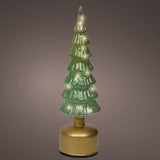 Árbol de Navidad giratorio de 13" con micro LED verdes, a pilas
