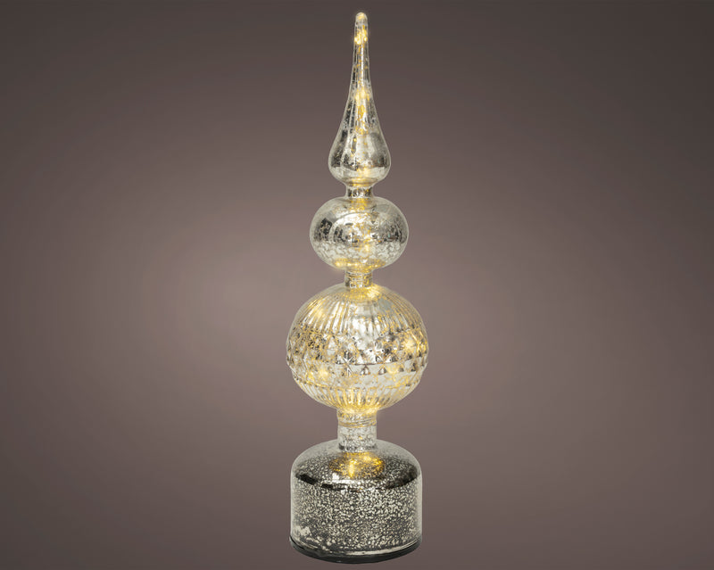 14" Micro LED Silver Rotating Finial Battery Operated