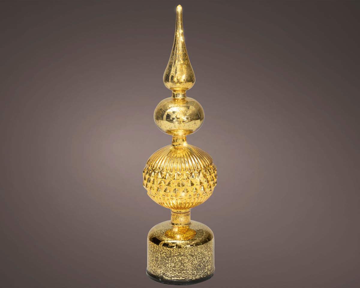 14" Micro LED Gold Rotating Finial Battery Operated