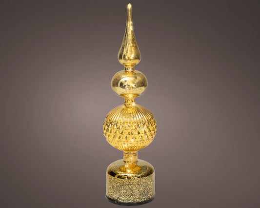 14" Micro LED Gold Rotating Finial Battery Operated