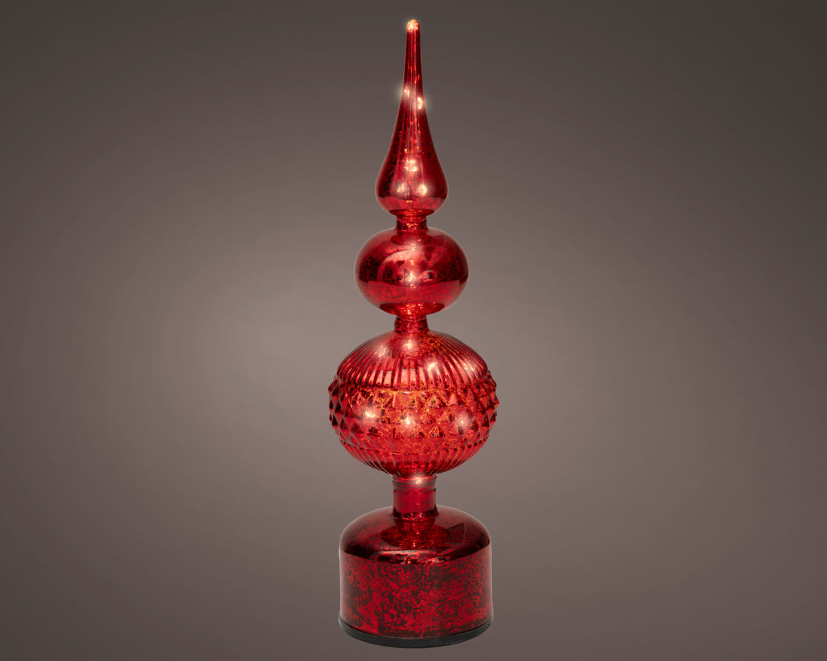 14" Micro LED Red Rotating Finial Battery Operated