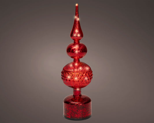 14" Micro LED Red Rotating Finial Battery Operated